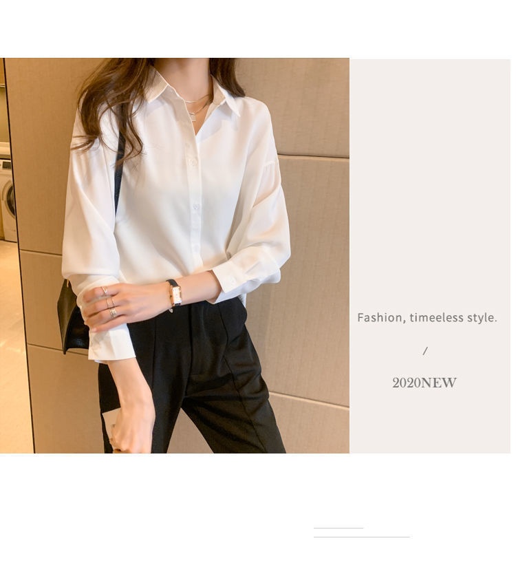 Women's Loose Chiffon Blouse Long Sleeve Casual Elegant Shirt_voghion.com