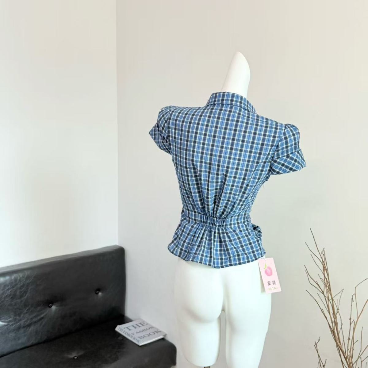 Camicia donna stile coreano con cintura in vita e tasche_voghion.com