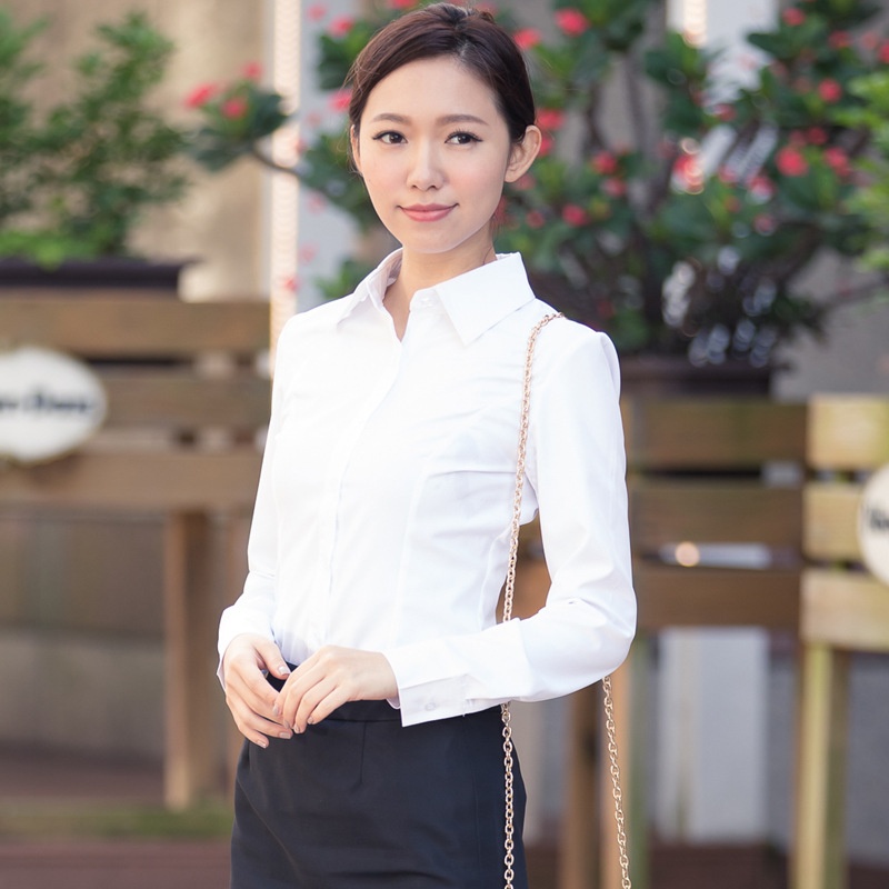 Camicia bianca in stile coreano primavera/autunno 2026, maniche lunghe, vestibilità slim, abbigliamento professionale per studenti, taglie forti_voghion.com
