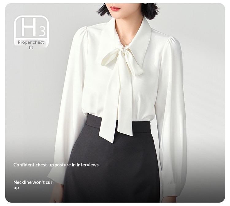 Camicia donna elegante in chiffon con fiocco per colloquio lavoro_voghion.com