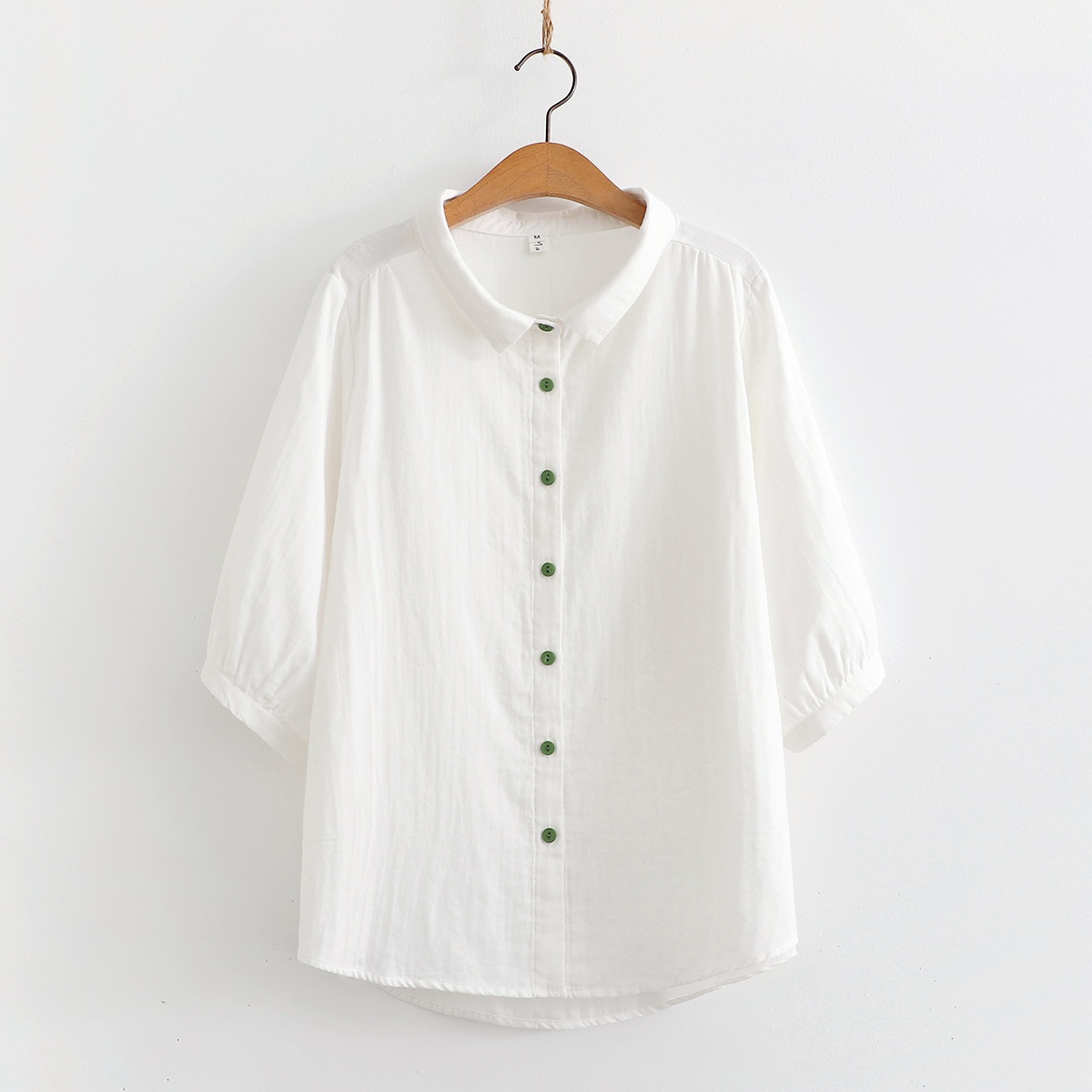 Camicia donna in garza a doppio strato con pizzo sul davanti_voghion.com