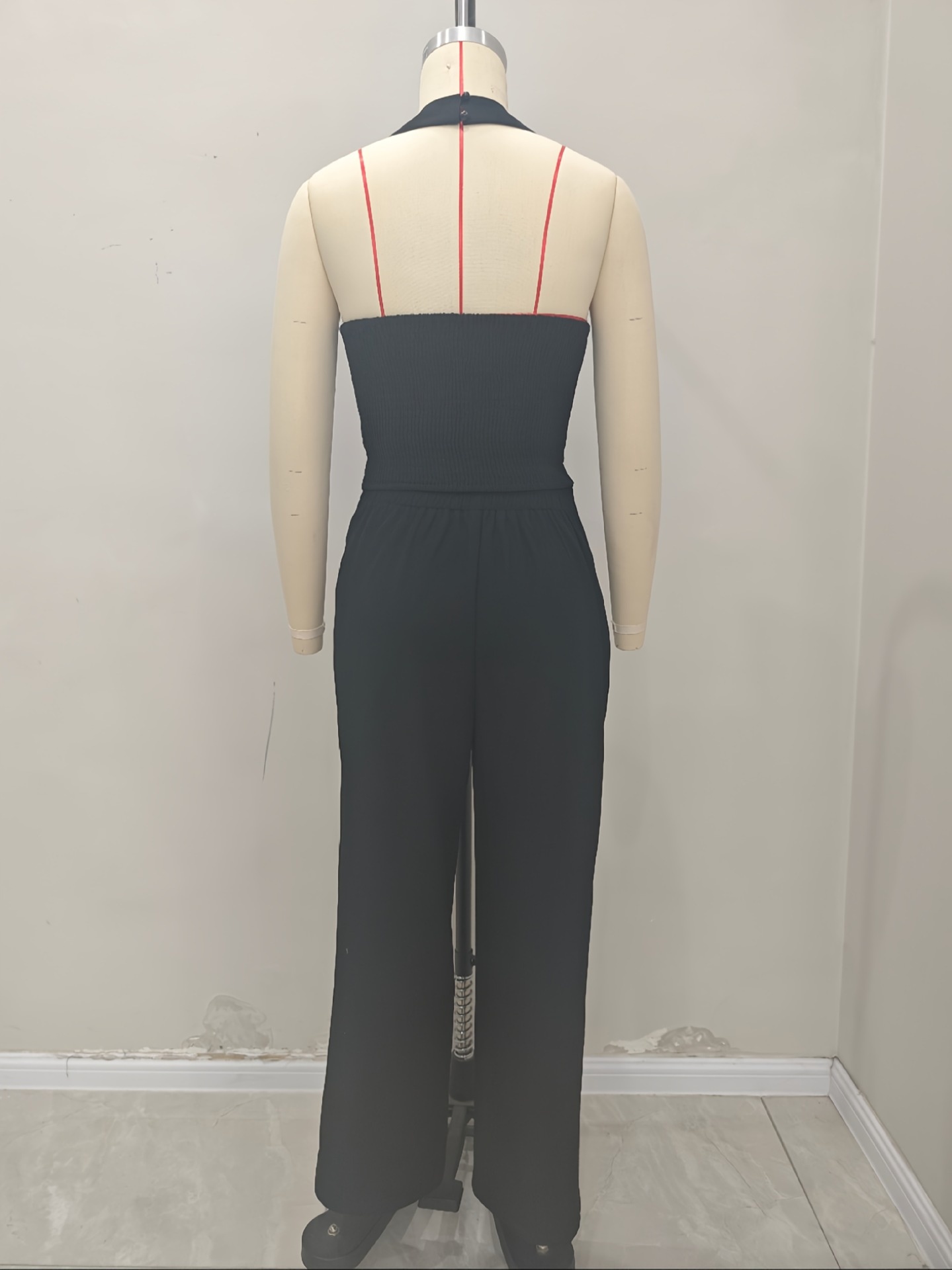 Dam lounge jumpsuit med väst fluga och långbyxor set_voghion.com