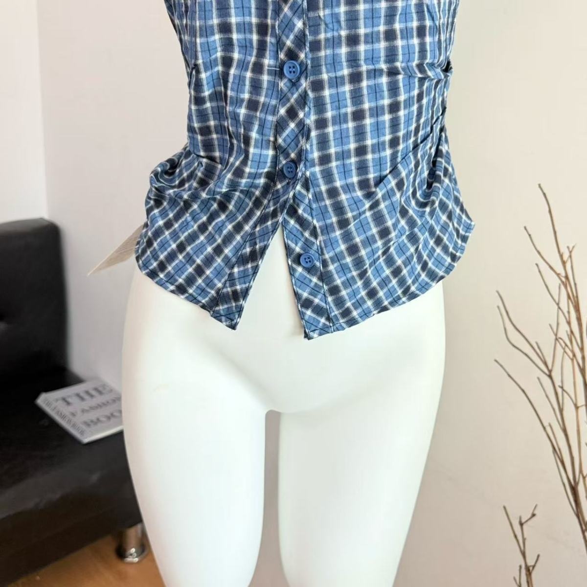 Camicia donna stile coreano con cintura in vita e tasche_voghion.com