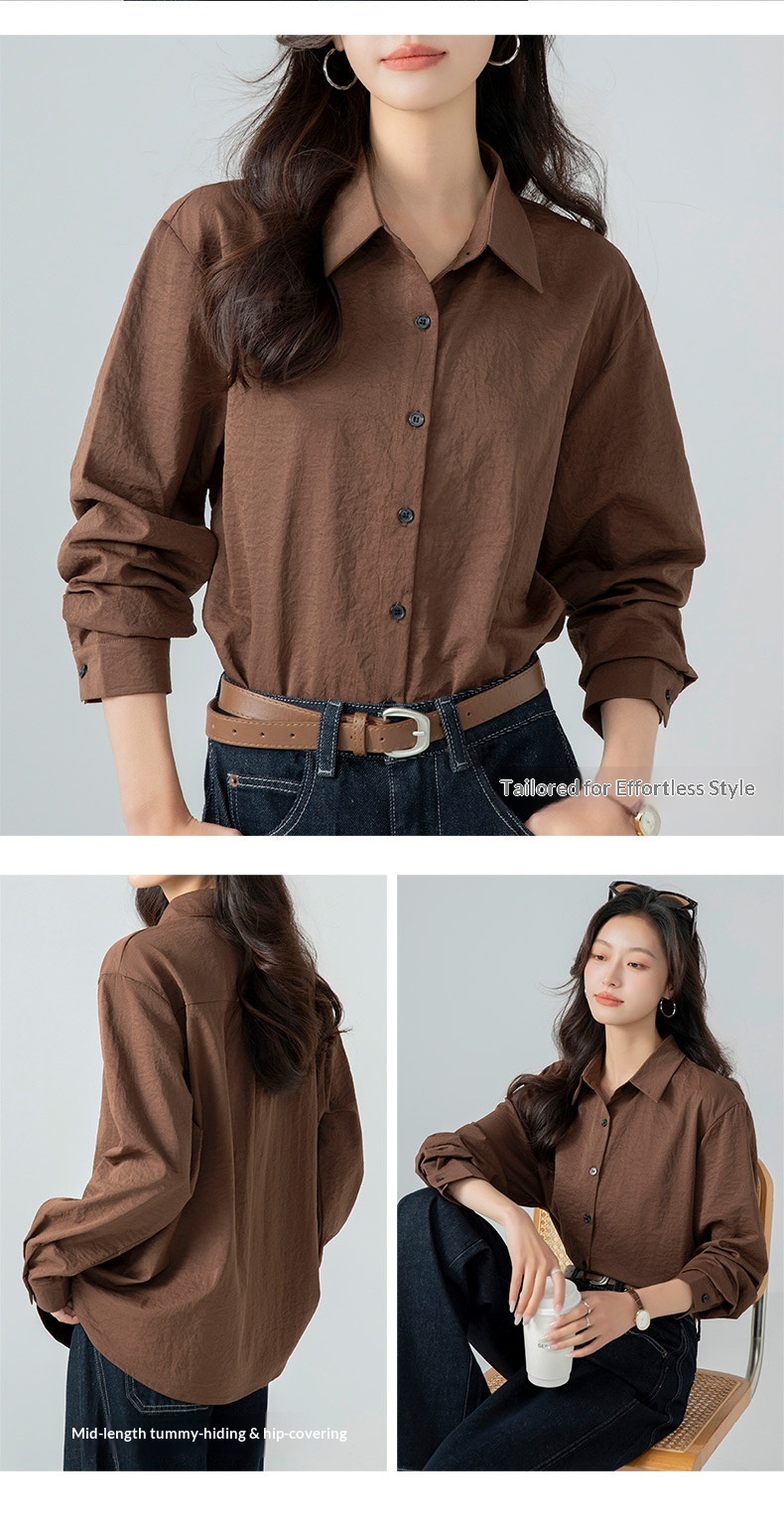 Locker Geschnittenes Damen Langarm Blusen Oberteil Uni_voghion.com