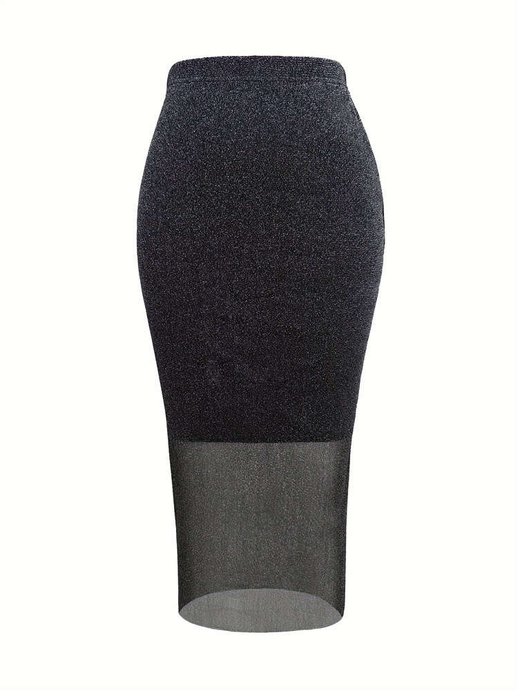 Gonna elegante da donna in maglia oro e argento per feste_voghion.com