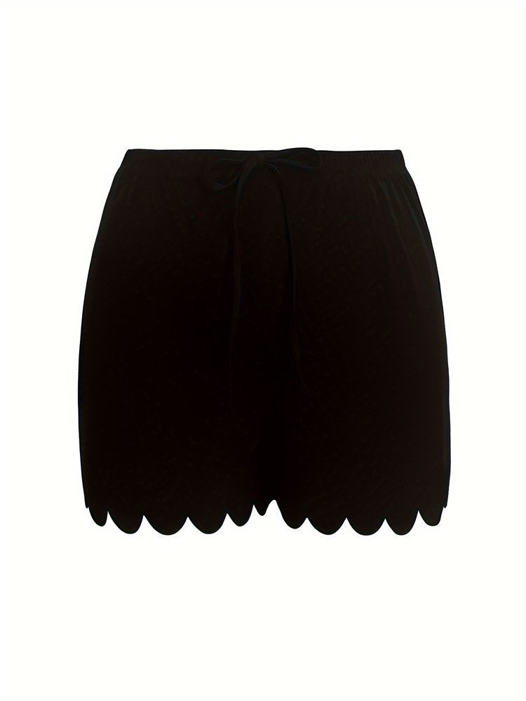 Short en dentelle ondulée décontractée, style européen et américain, polyvalent pour l'été, avec cordon de serrage, jambes larges et légèrement élastique_voghion.com