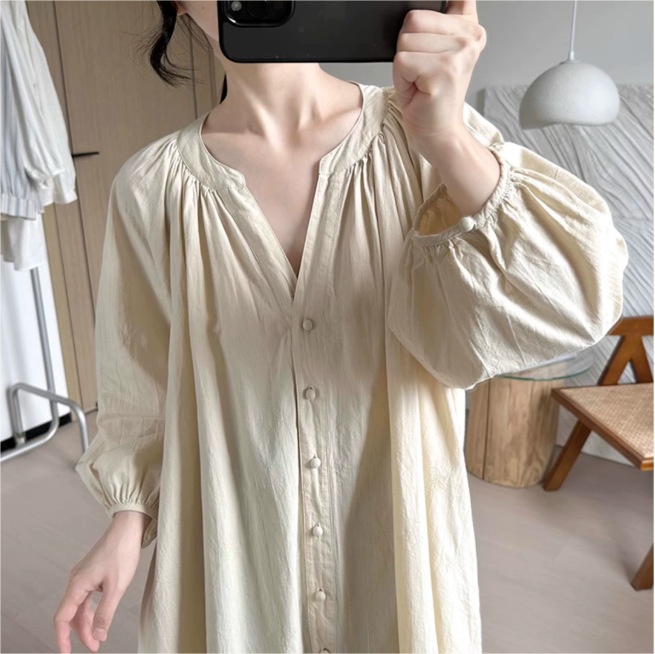 Damen Bluse Mit V-ausschnitt Und Laternenärmeln Im Retro Stil_voghion.com