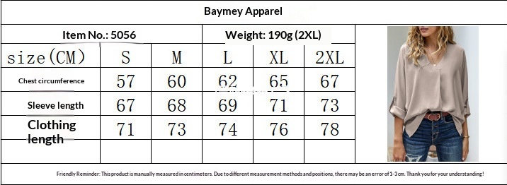 Women's V-neck Chiffon Blouse For Summer Plus Size Elegant Style_voghion.com