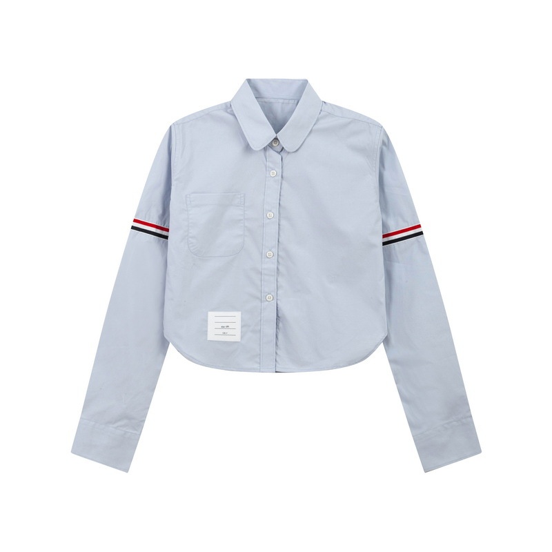 TB JL Nuova camicia da donna, camicetta corta a maniche lunghe e vita alta per ragazze, top giovanile alla moda e di tendenza_voghion.com