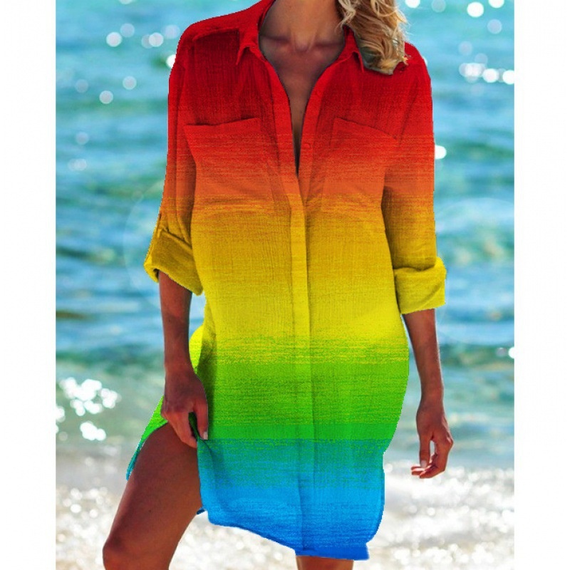 2022 New Model For Cross-Border Foreign Trade: Bikini Cover-Up , Swimsuit Cardigan, Women's Printed Vacation Beach_voghion.com