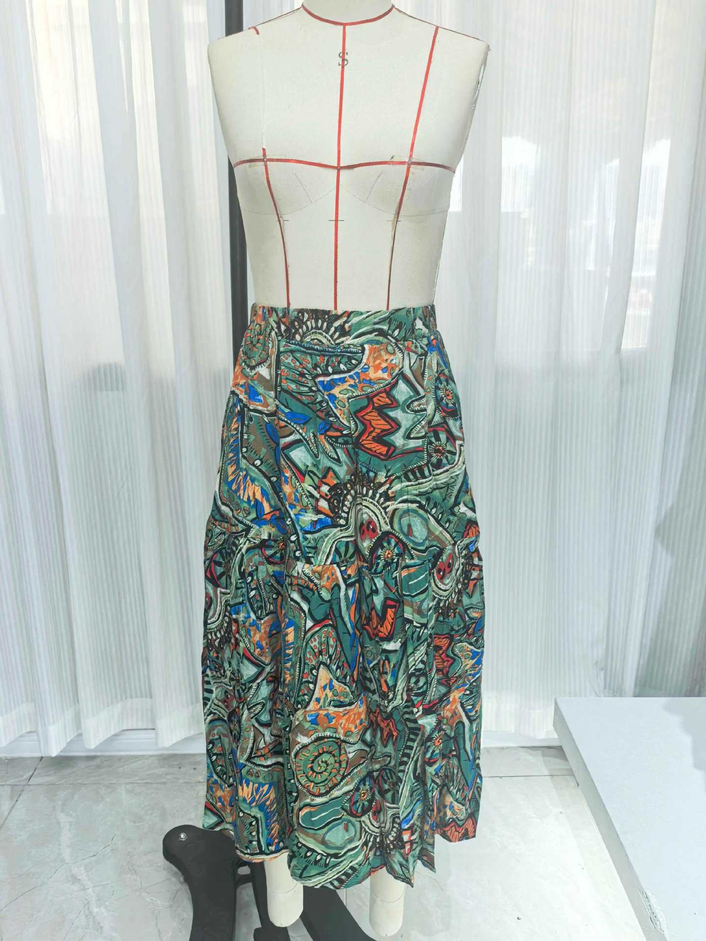 European And American Fashion Foreign Trade, Casual Spring-summer Stylish Women's Blue Floral Print Ruffled A-line_voghion.com
