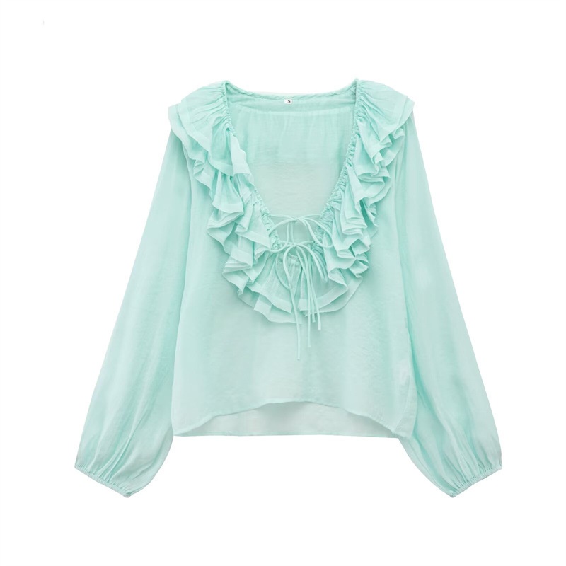 Camicetta donna a maniche lunghe con strati stile europeo_voghion.com