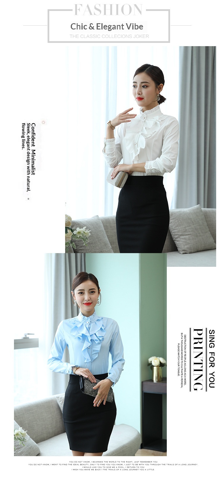 Elegante camicetta donna in pizzo con colletto a collo alto_voghion.com