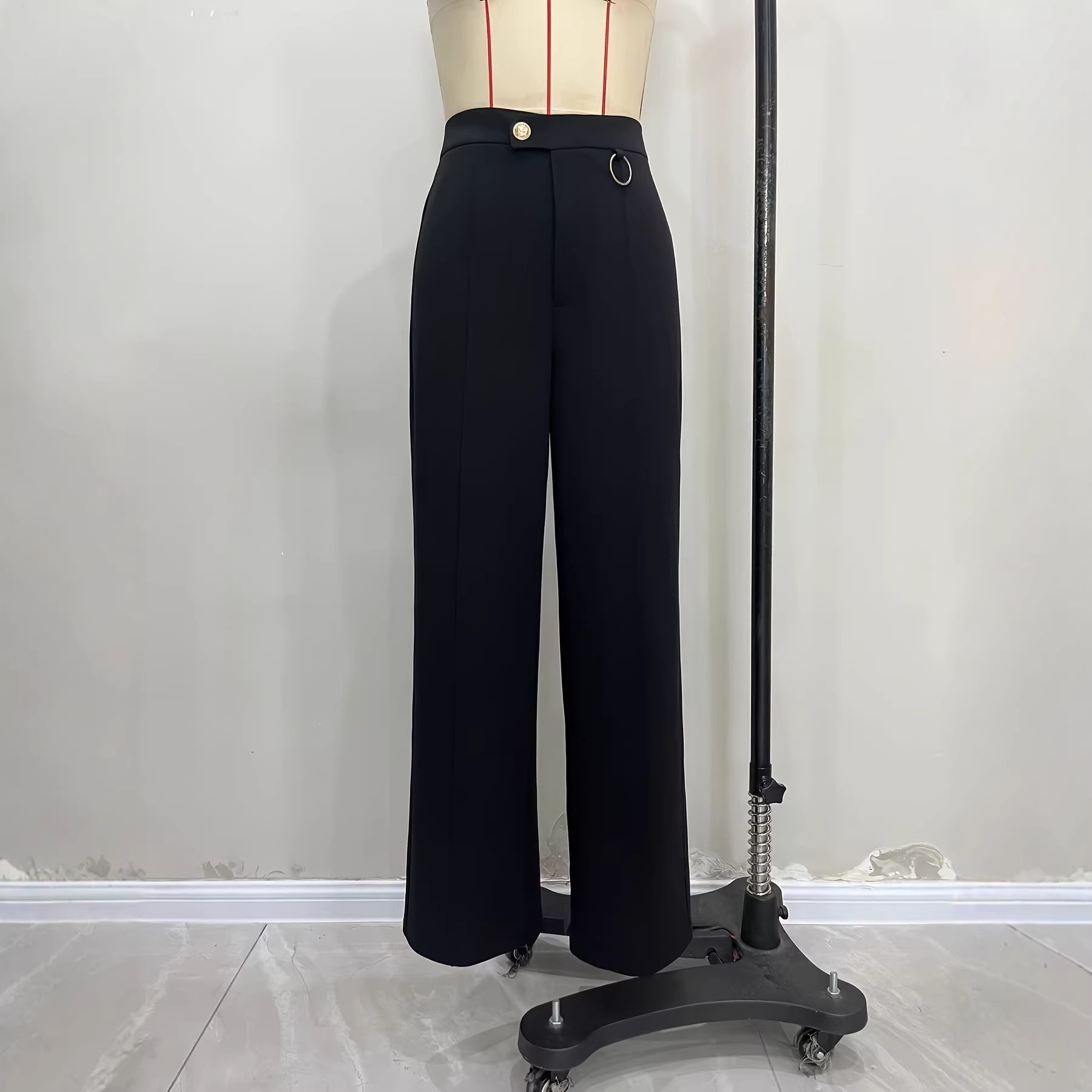 European American Cross-border Women's Trousers, Elegant And Versatile For Commuting, With An Irregular Waist Design,_voghion.com
