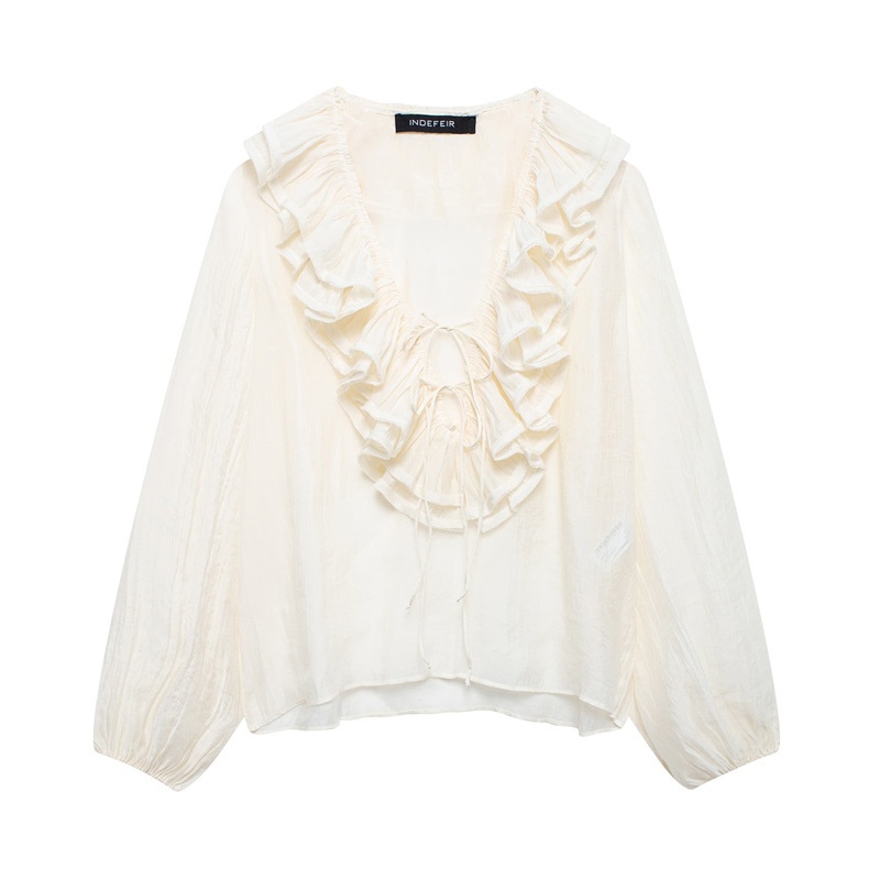 Camicetta donna a maniche lunghe con strati stile europeo_voghion.com