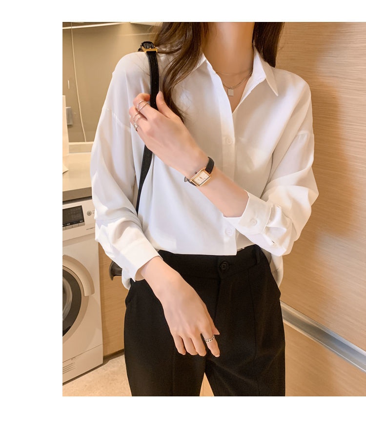 Women's Loose Chiffon Blouse Long Sleeve Casual Elegant Shirt_voghion.com