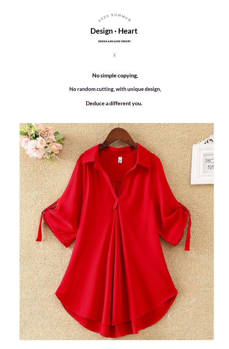 Elegant Women's Chiffon Blouse Mid-length Summer Loose Top_voghion.com