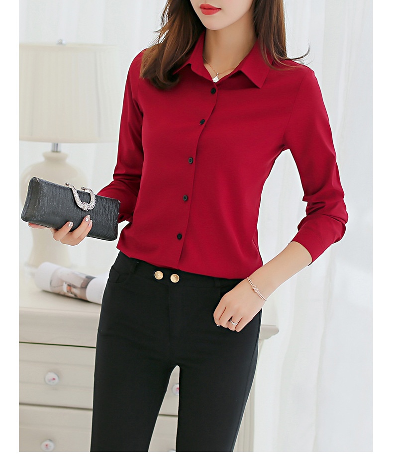 Damen Bluse Langarm Slim Fit Modisch Versatil Casual Hemd Damen_voghion.com