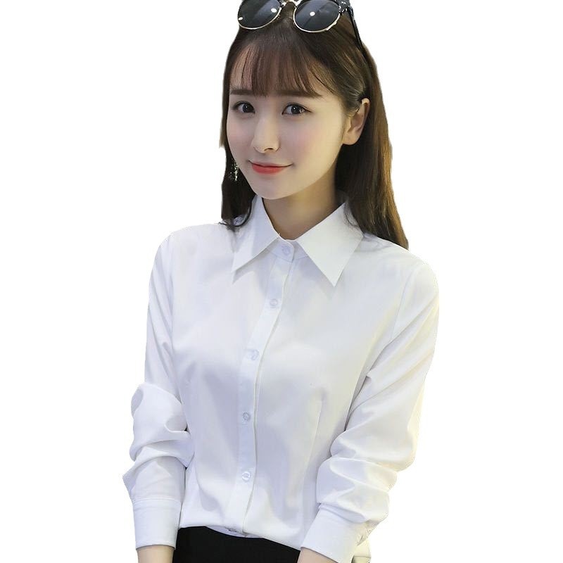 Custom-made Solid Color Women's Shirt, Korean Style Professional Workwear, Versatile OL Slim-fit Work Top, Base Shirt_voghion.com