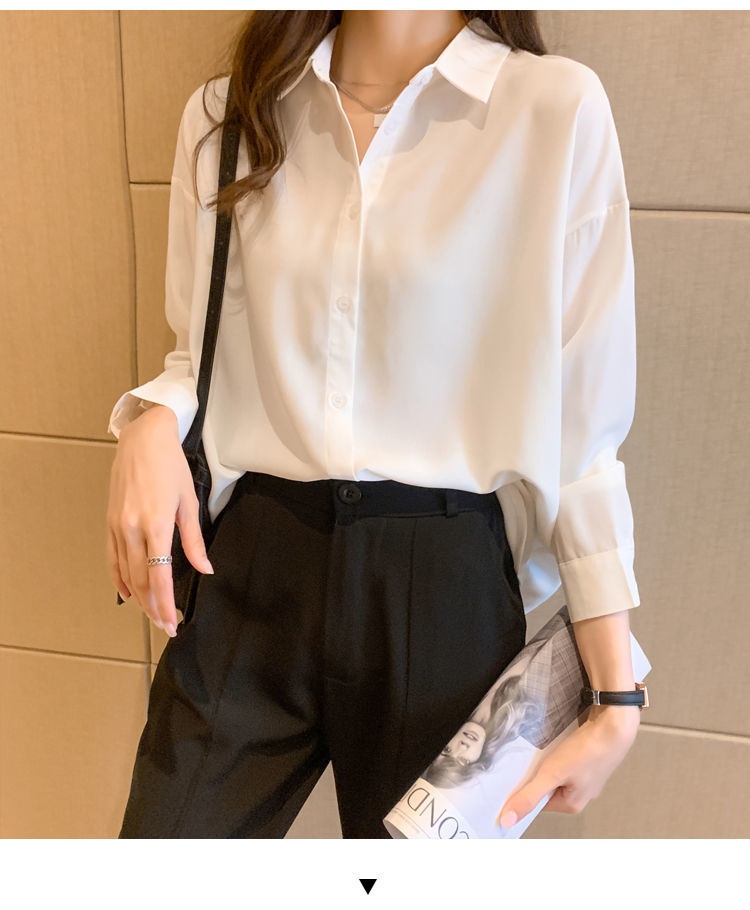 Women's Loose Chiffon Blouse Long Sleeve Casual Elegant Shirt_voghion.com