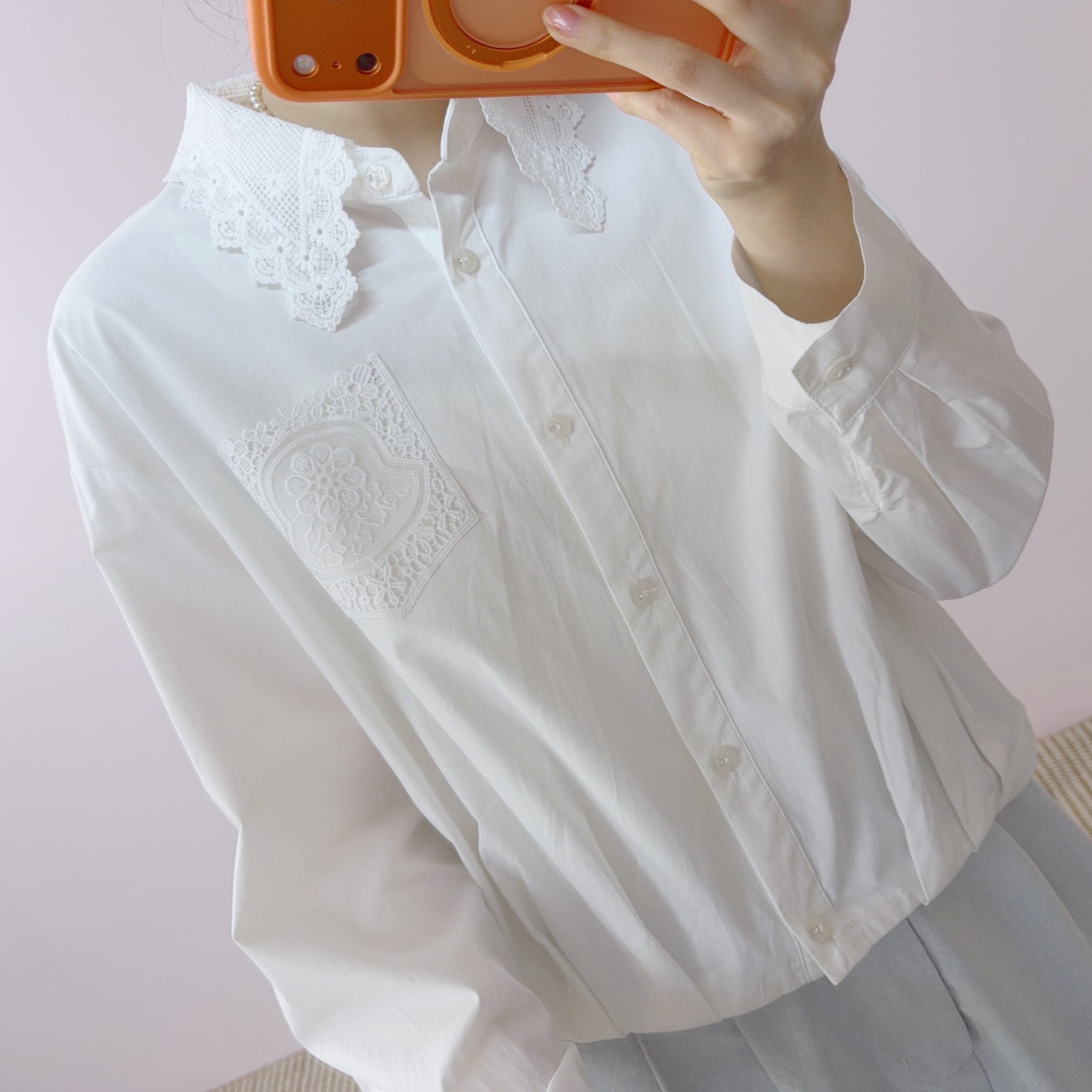 Women's Slimming Patchwork Blouse With Open Buttons Long Sleeve_voghion.com