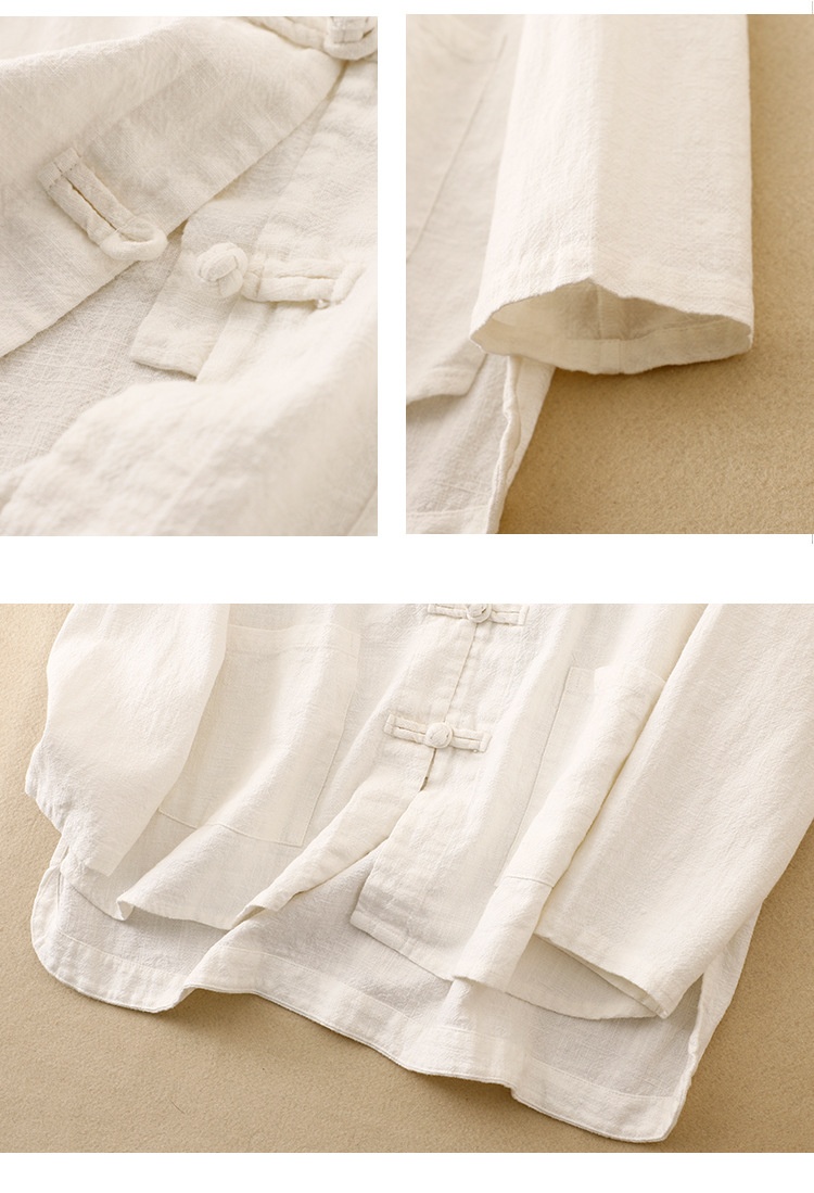 Damen Bluse Aus Baumwoll-leinen Im Chinesischen Stil Locker_voghion.com