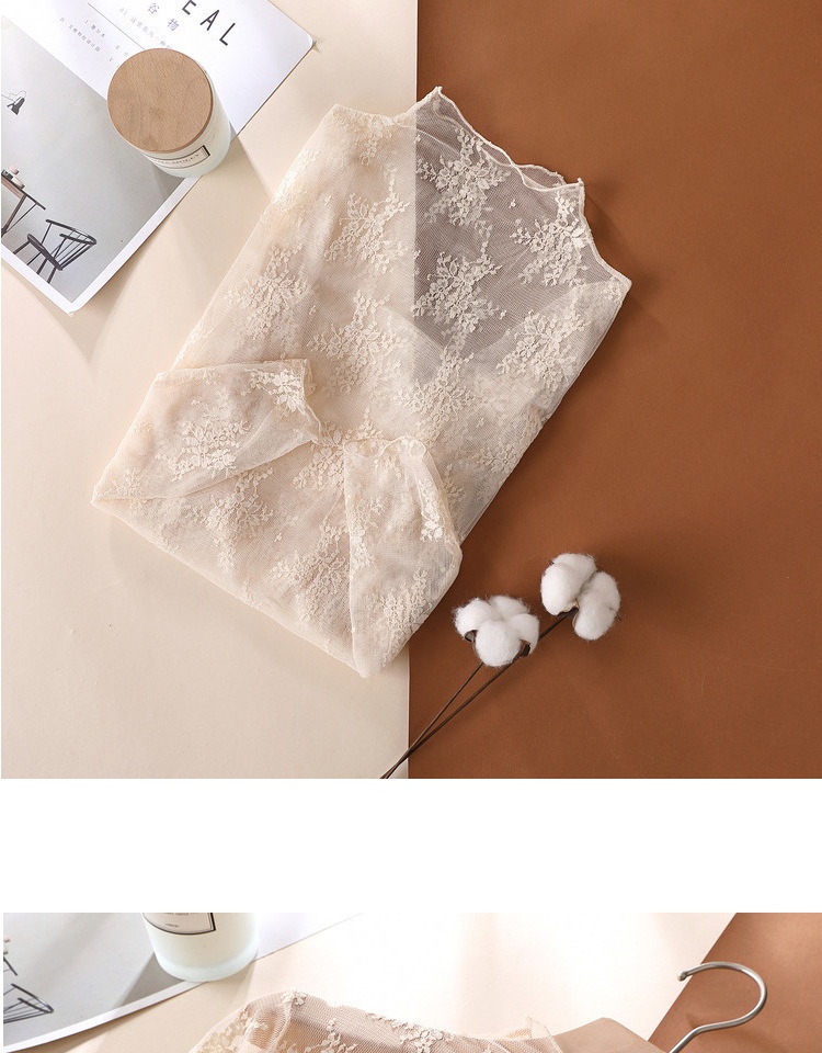 Camicia donna maniche lunghe in pizzo top elegante in mesh_voghion.com