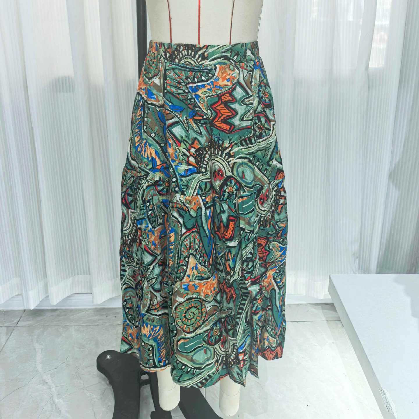 European And American Fashion Foreign Trade, Casual Spring-summer Stylish Women's Blue Floral Print Ruffled A-line_voghion.com