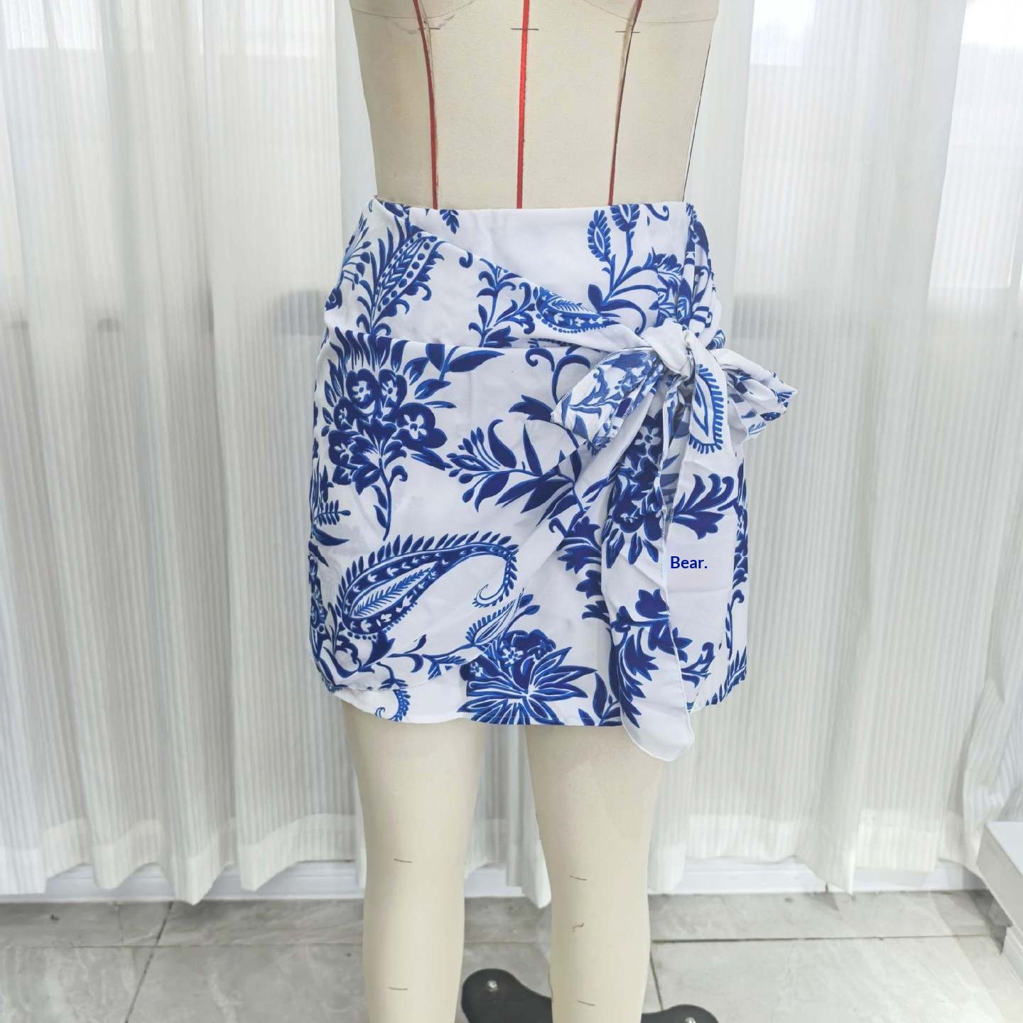 Spring Summer New European And American Cross-border Printed Short Skirt, Fashionable Women's Clothing With Drapey Bow_voghion.com