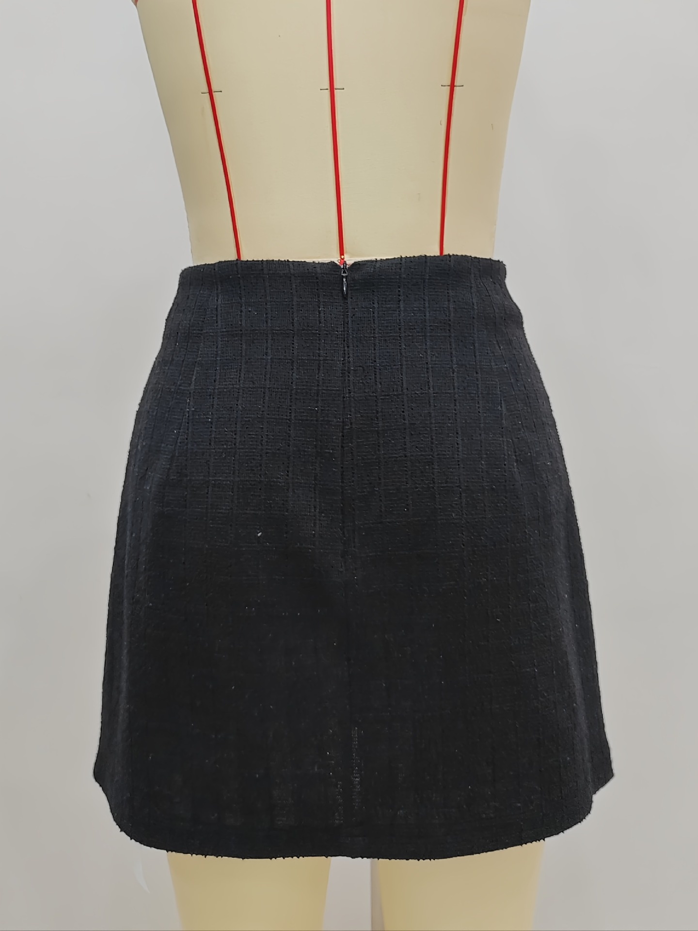 Women's Leather Patchwork A-line Skirt With Back Zipper And Pocket_voghion.com
