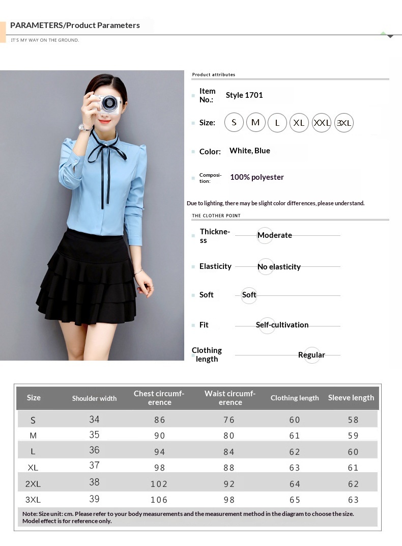 Camicia donna elegante con collo alla coreana e maniche a puffy_voghion.com