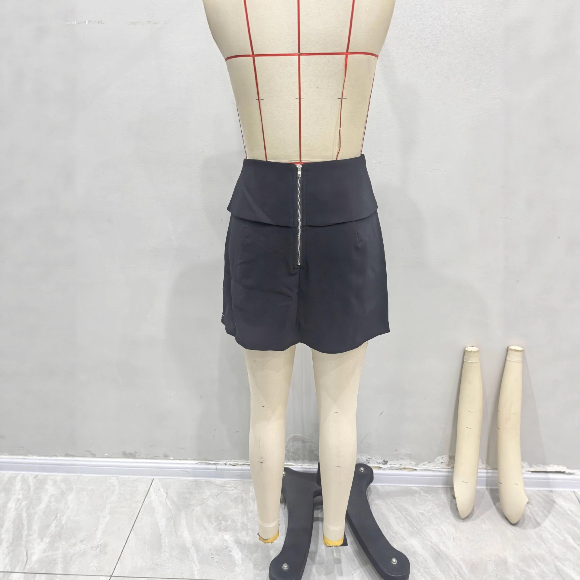 European American Cross-border Women's Clothing: Irregular Bodycon Skirt-pants With Rhinestone Trim And Zipper, Sexy_voghion.com