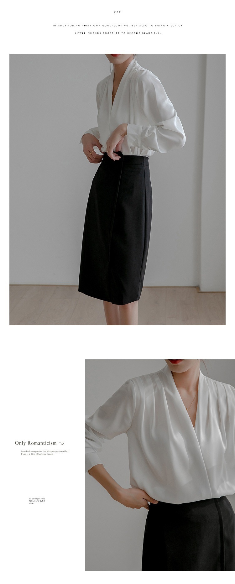 Camicia bianca in seta da donna stile vintage francese chic_voghion.com