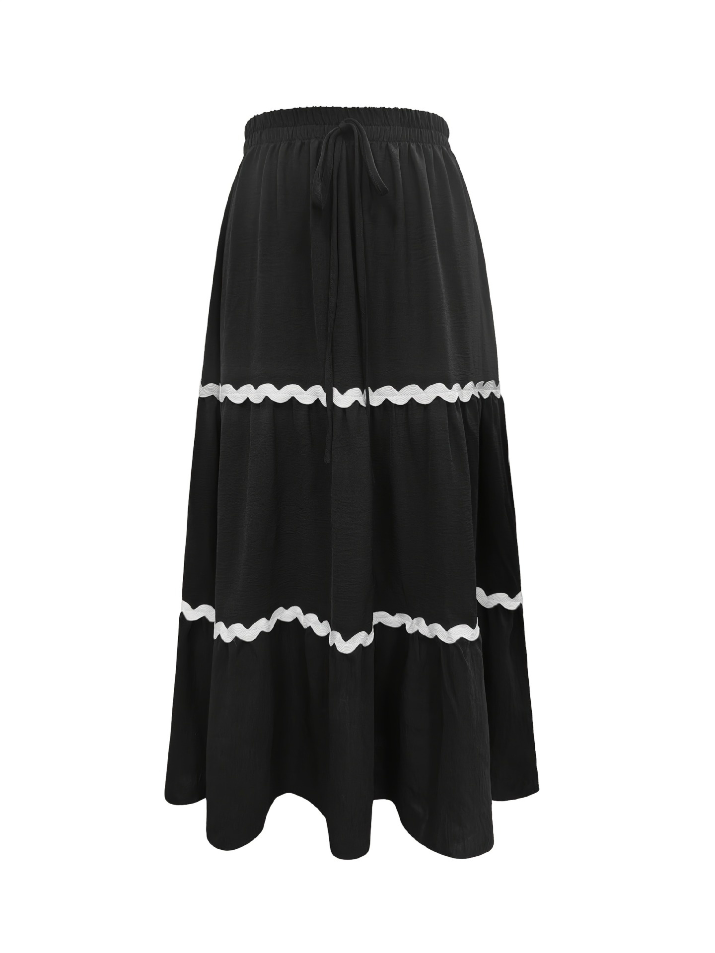 Dam bohemisk kjol med vågig spets och stor fåll i plus size_voghion.com