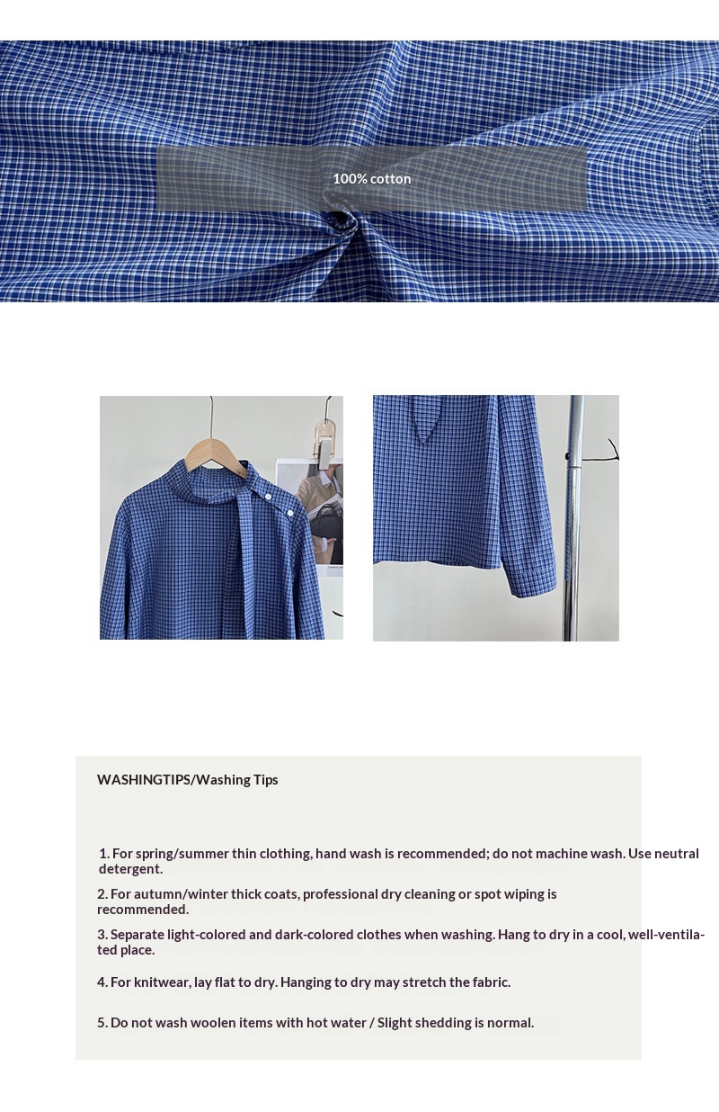 Camicia donna a quadri con lacci maniche lunghe blusa elegante_voghion.com