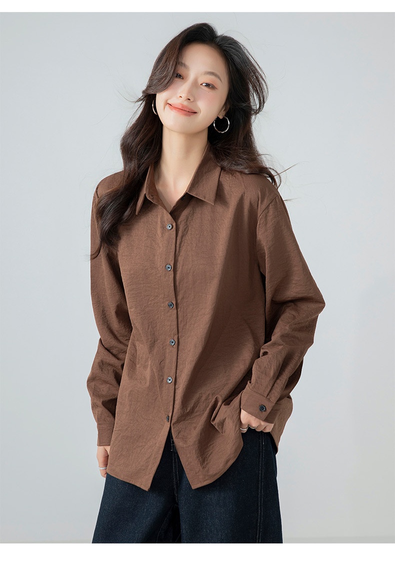 Locker Geschnittenes Damen Langarm Blusen Oberteil Uni_voghion.com