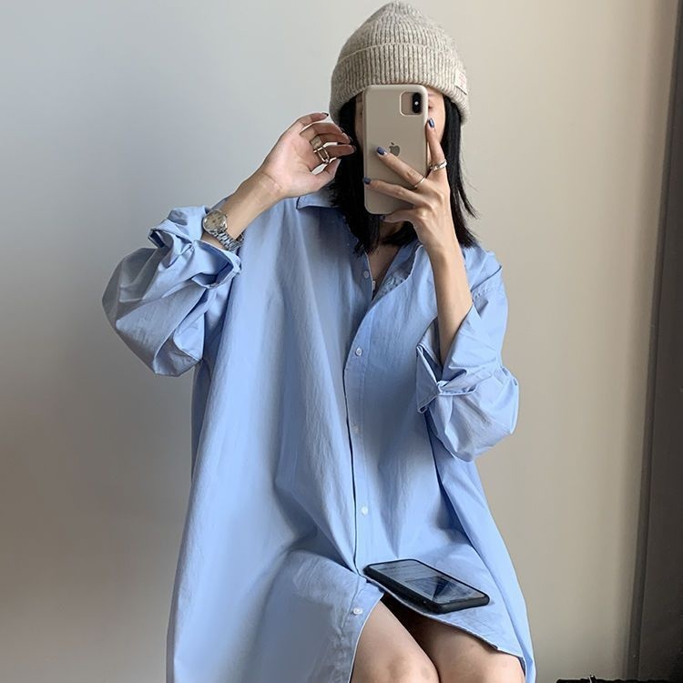 Camicia bianca donna stile boyfriend casual a maniche lunghe_voghion.com