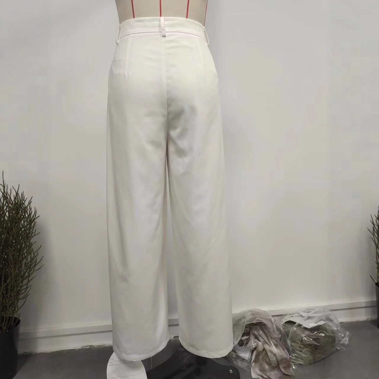 Trendy European American Women's Pants, Popular Casual And Stylish Solid Color High-waisted Wide-leg Pants With Drapey_voghion.com