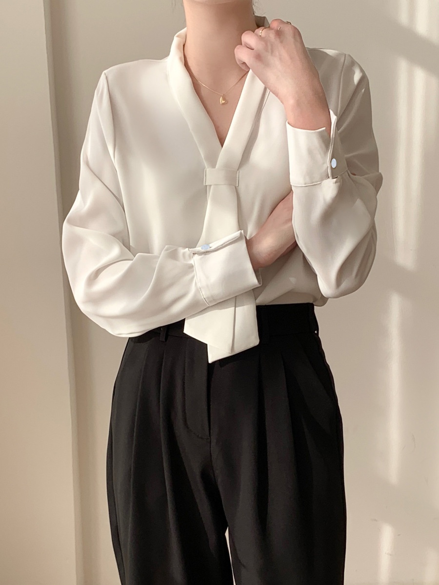 Camicia donna in chiffon stile coreano blusa elegante manica lunga_voghion.com