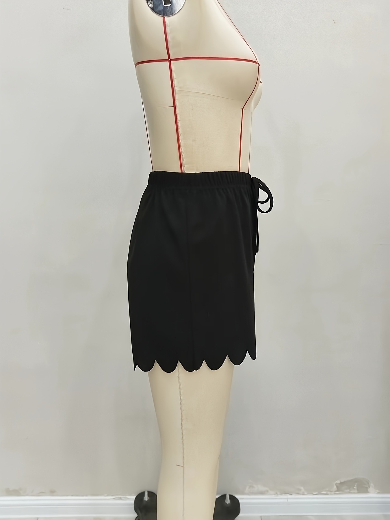 Short en dentelle ondulée décontractée, style européen et américain, polyvalent pour l'été, avec cordon de serrage, jambes larges et légèrement élastique_voghion.com