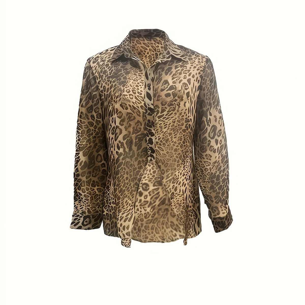 Abbigliamento femminile transfrontaliero europeo-americano, chiffon semitrasparente sexy con stampa leopardata retrò per primavera e autunno_voghion.com