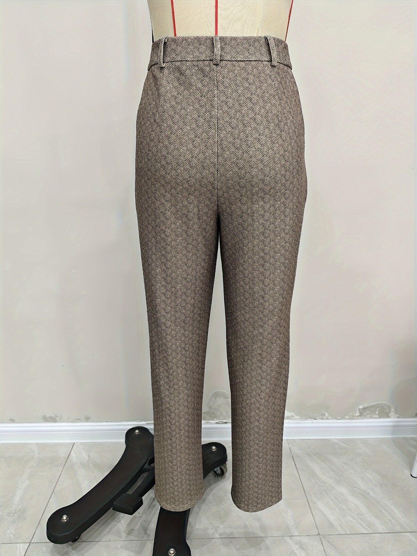 Exportation de mode féminine vers l'Europe et l'Amérique : pantalons droits slim stretch en maille, pantalons de ville pour femmes._voghion.com