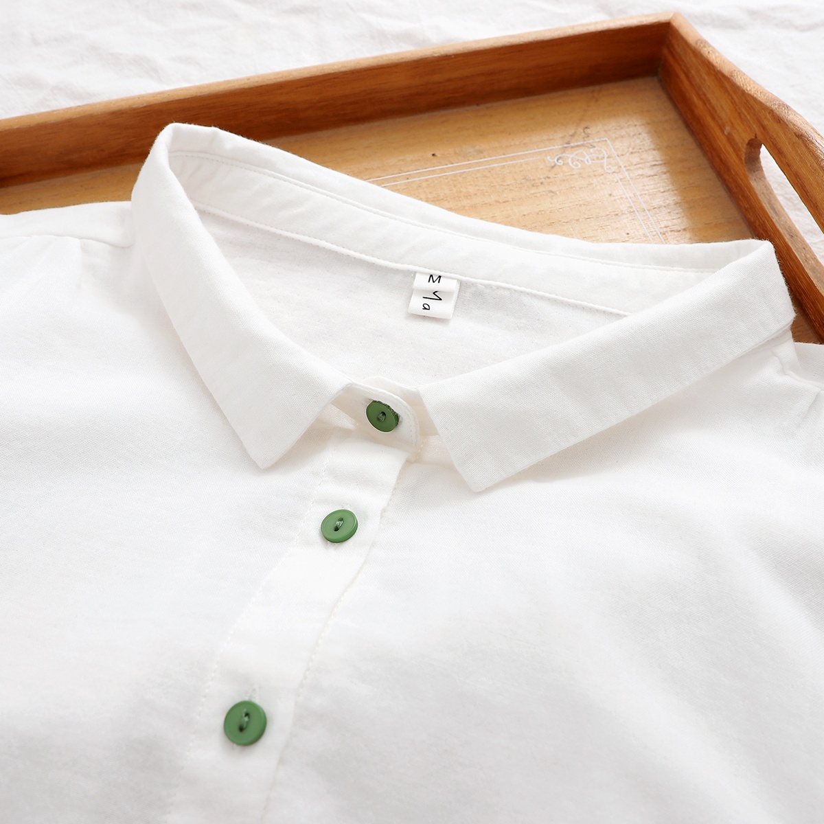 Camicia donna in garza a doppio strato con pizzo sul davanti_voghion.com