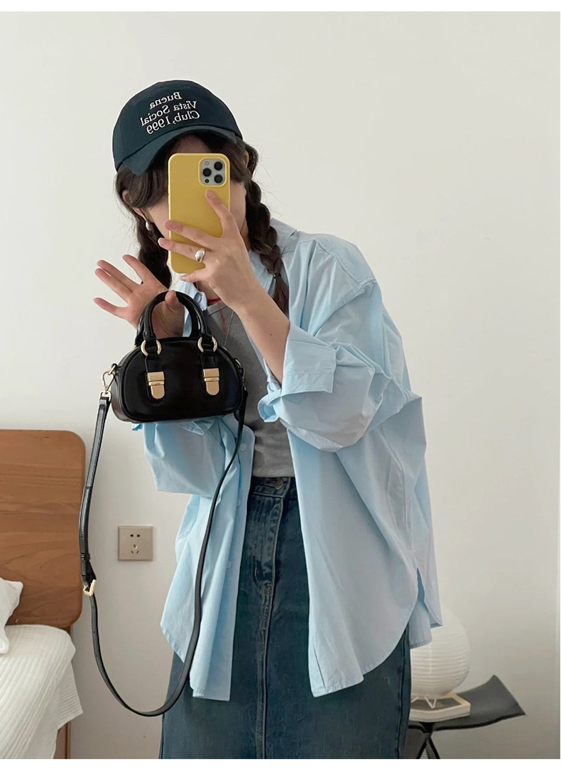 Damen Bluse Aus Reiner Baumwolle In Blau Als Schickes Hemd_voghion.com