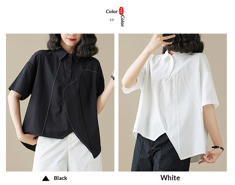 Loose-fitting Irregular Niche Blouse For Women Solid Colour Shirt_voghion.com