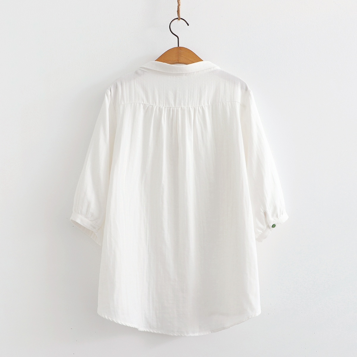 Camicia donna in garza a doppio strato con pizzo sul davanti_voghion.com