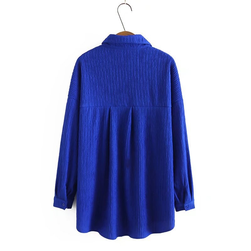 Elegante Damen Langarmbluse Aus Knitterstoff Für Den Alltag_voghion.com