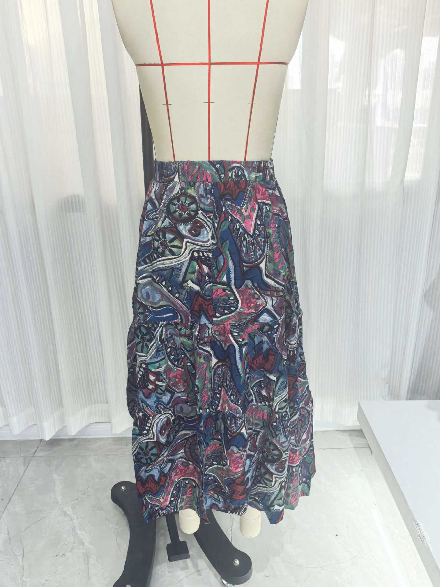 European And American Fashion Foreign Trade, Casual Spring-summer Stylish Women's Blue Floral Print Ruffled A-line_voghion.com