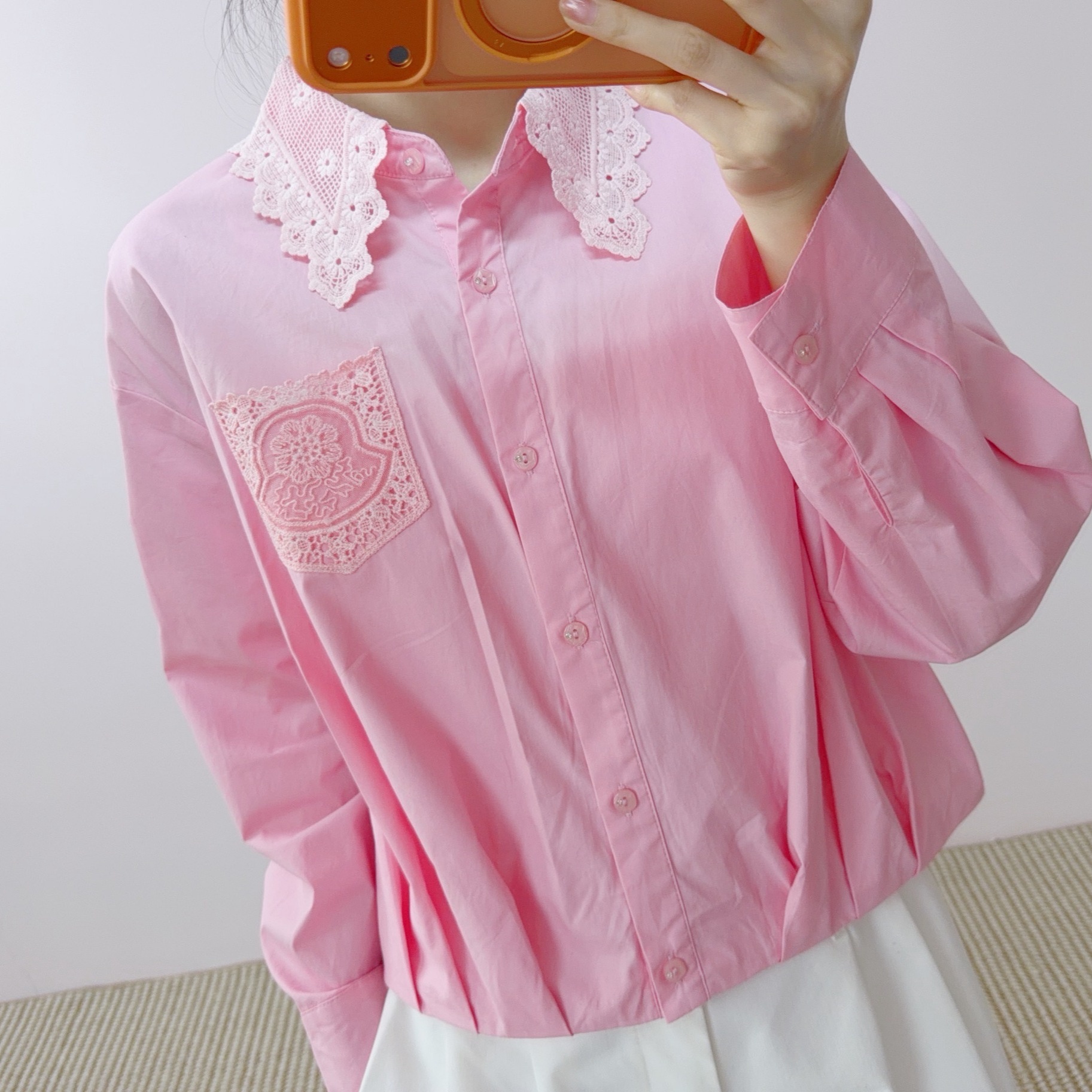 2026 Autumn New Fashionable Solid Color Open-Button Long-Sleeve Slimming Patchwork Blouse 007_voghion.com
