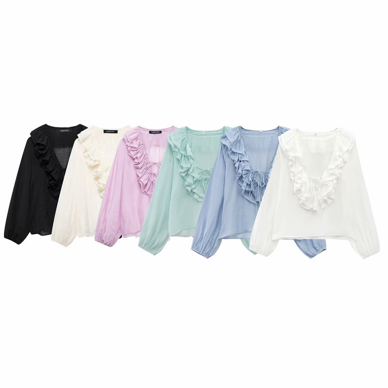 Camicetta donna a maniche lunghe con strati stile europeo_voghion.com